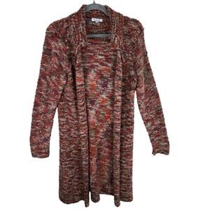 Baciano Colorful Long Sleeve Long Stretchy Fuzzy Lightweight Open Cardigan Sz S